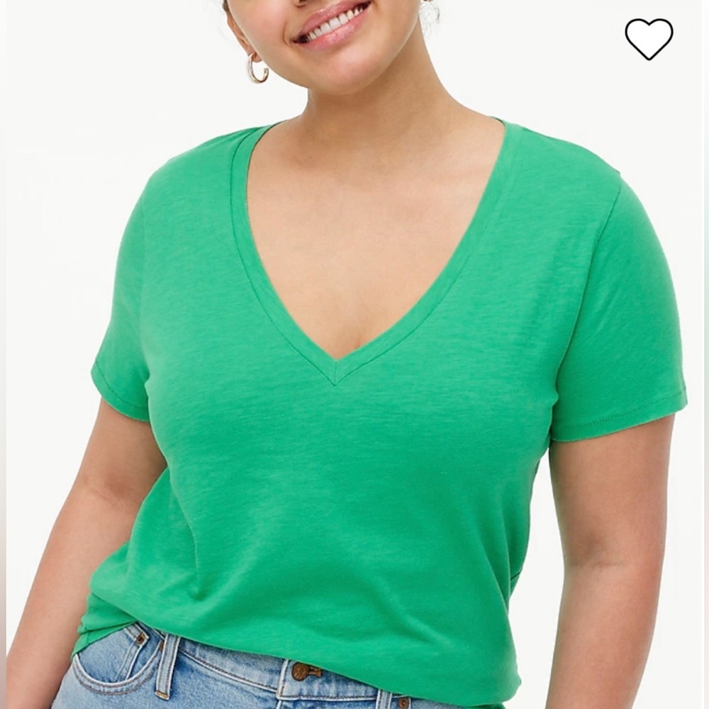 J. Crew V-Neck Clover Green Women's Tee - Picture 5 of 6